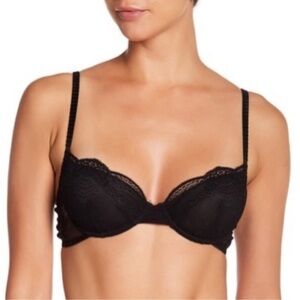 NWT Eberjey Agatha Scalloped Underwire bra Lace Black size 34D